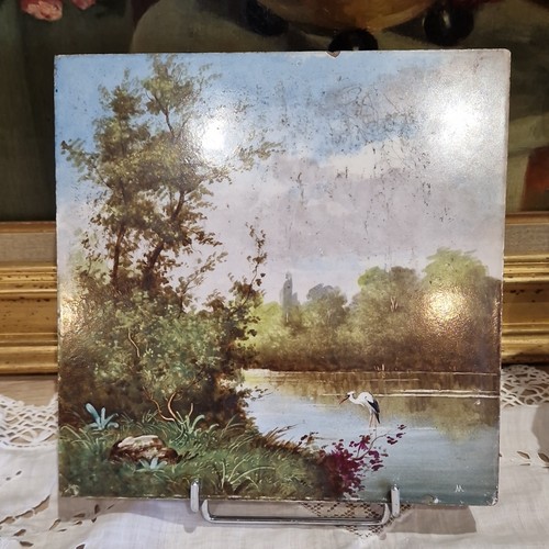 Rare carreau faience peint - en,