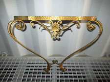 OLD WROUGHT IRON SCROLL CONSOLE HAMMERED-STONE LUIGI COLLI-YEAR 50-N°CC6