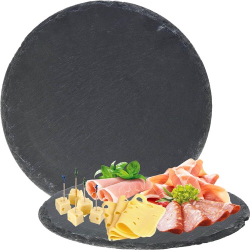 Plat rond ardoise noire - plat,