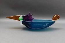 Borowski Glasstudio Poland Signed Large Studio Art Glass Ente Bird Bowl 1990