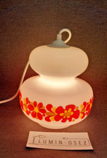 SUSPENSION / LUSTRE / PLAFONNIER VINTAGE OPALINE DÉCOR FLORAL - CIRCA 1970