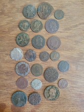 Lot De 23 Monnaies Anciennes Royales Féodales Bronze Et Argent P2407