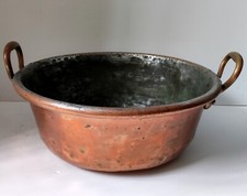 ANTIQUE 19TH CENTURY BRONZE 2 HANDLE COPPER JAM BASIN