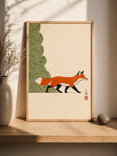 Affiche poster renard japonais - poster,