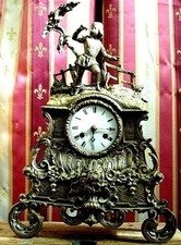 PENDULUM BRONZE a fil clock chasse sapeur clock fireplace clock antique French XIX e century