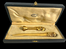 Old Maurice Frecourt Desk Set Gilt Bronze Wax Seal Letter Opener Art Nouveau