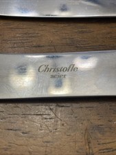 2 Christofle Acier Berry Flat Handle Butter Spreader Knife Set 6 1/2" Stainless