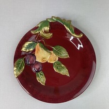 Fitz and Floyd Renaissance Burgundy w/Fruit Design Canape Plate with Box