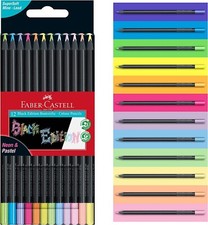 Faber-Castell Crayons de Couleur Noir Édition Néon & Pastel - Ensemble 12