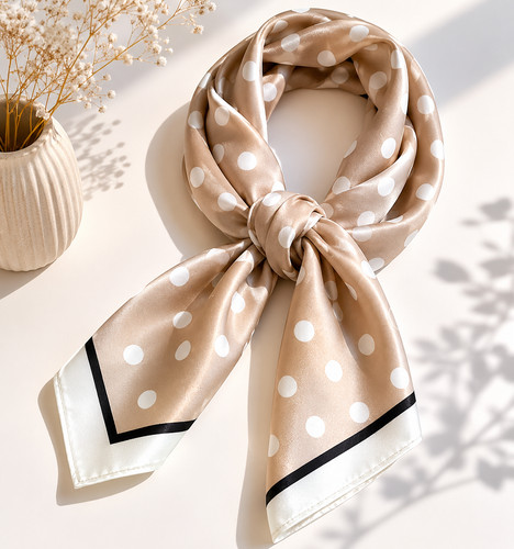 Foulard bandana taupe blanc - bandana,