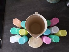 Tupperware lot cruche pichet verre gobelet timbale vintage pique nique camping 