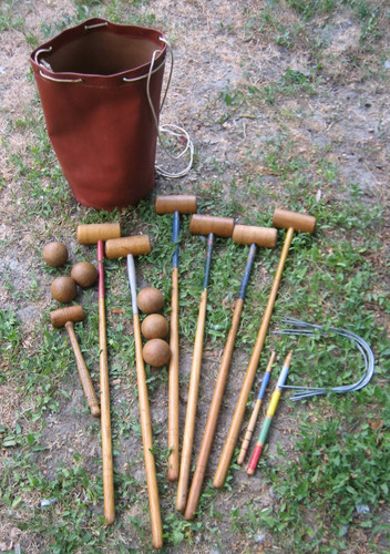 Ancien jeu croquet bois - en,