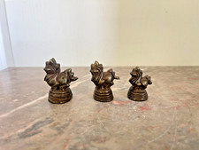 Ancien Lot Poids Opium Chinois Indochine Bronze Lion Singha Birmanie 115 84 59 g