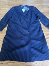 $1100 Louis Feraud WOMEN Double Breasted Blazer Coat Dress SIZE 14
