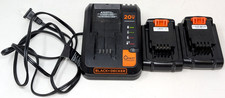 Black & Decker 20v Max Lithium Ion Fast Battery Charger BDCA202 & Batteries Lot