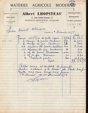 SAINT-AMAND-MONTROND (18) AGRICULTURAL EQUIPMENT MARECHALERIE "Albert LHOPITEAU" 1958