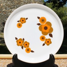 Vintage Arcopal Dessert Plate Lotus Model / Orange / Brown