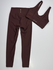 Wilo The Label Brown Ribbed Leggings & Sports Bra Set Size Small