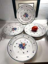 Set of 4 Vtg 1987 Stoneware PROVINCIAL BOUQUET Dinner Plate 10.5" White Floral