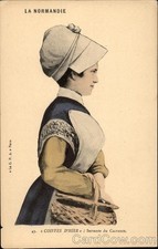 France Normandy Coiffes D'Hier: Servante du Calvados Vintage Postcard Post Card