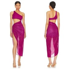 Baobab Cut-Out Slit Zadeh Ruched Dress Fuchsia Purple Size Medium