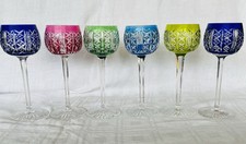 6 ST LOUIS CRYSTAL FOOT GLASSES RIESLING COLOR 18.5 CM