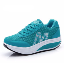 Baskets sneakers femme légères été fitness compensées plateforme rose gris vert
