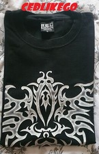 T SHIRT NOIR TRIBAL BLANC -