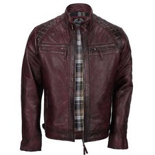 Hommes Motard Cuir Véritable