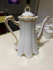 Rare  bel ancien service à café blanc  et liserés dorés porcelaine de limoges