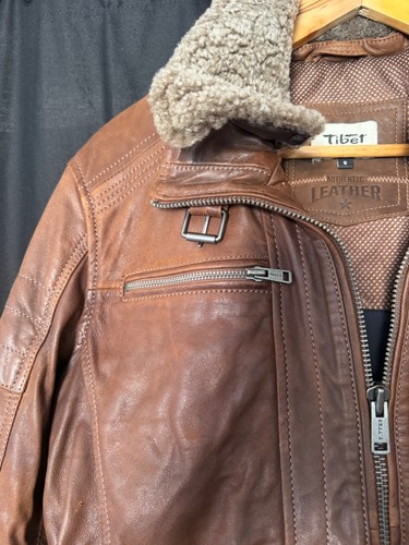 Veste cuir marron avec col - marron,