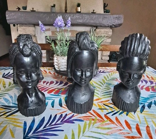 Lot bustes en bois - 3,