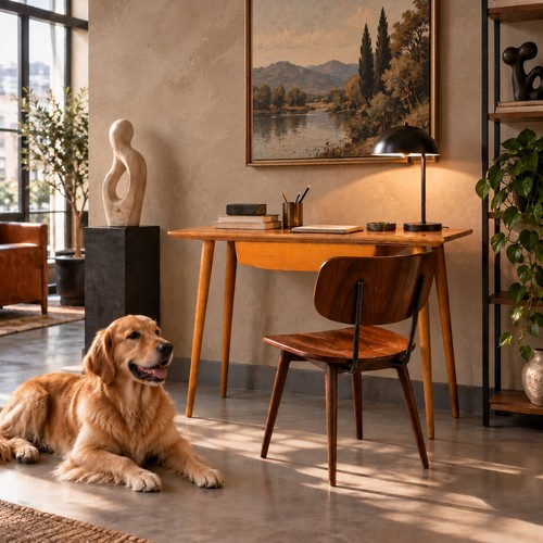 Bureau vintage hêtre - bureau, avec