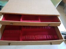Antique Silver Houseware Drawer Box 2 Drawers Wood & Capito Cardboards