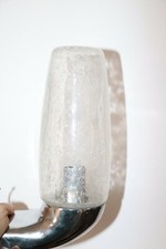 APPLIQUE EN VERRE ,BULLÉ DESIGN 1960 LAMPE ANCIENNE MÉTAL GRIS & VERRE