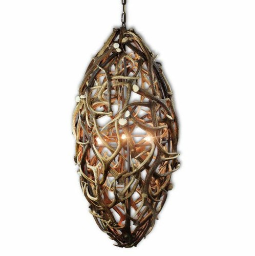 Lustre avec vrai bois cerf - lustre,