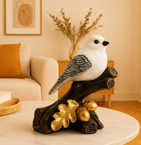 Figurine oiseau blanc - , sur