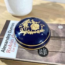 Limoges Porcelain Candy Box Cobalt Blue Gold Decor Rococo Style