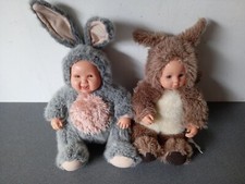 LOT 2 POUPEES PELUCHES OURS OURSON ECUREUIL ANNE GEDDES 2002 28 CM & 34 CM 