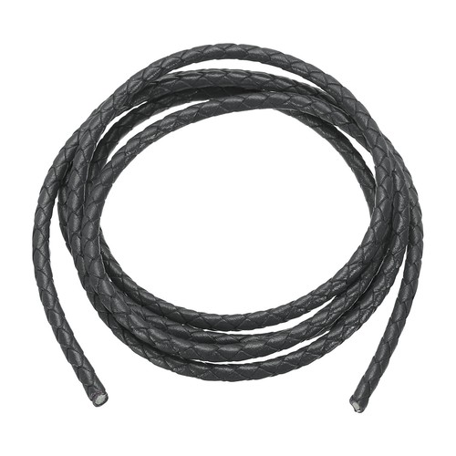 Cordon cuir tressé - rond, 4mm