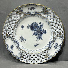 Meissen Openwork Plate 19th Century Flowers & Insects