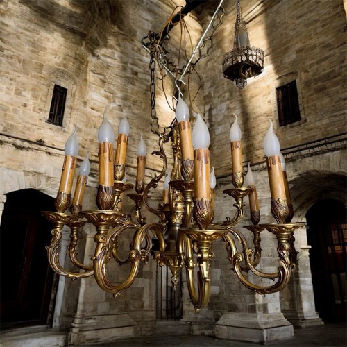 Lustre ancien laiton massif - , 15