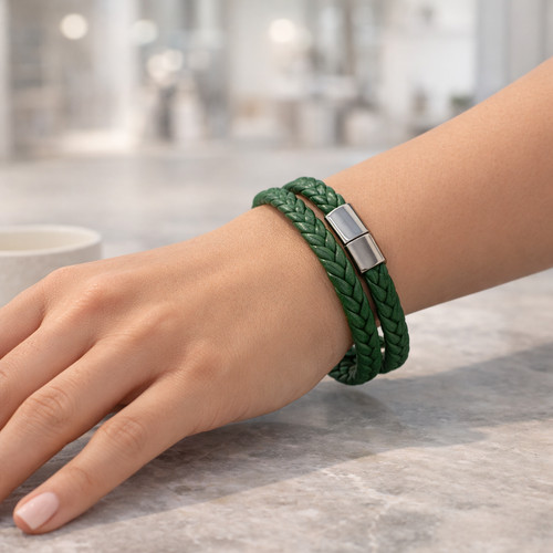 Bracelet double tour vert - double,