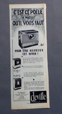 PUBLICITE ANCIENNE ADVERT CLIPPING 311017/ POELE A MAZOUT DS DEVILLE CHARLEVILLE