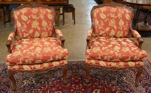 Pair walnut floral fabric - pair,