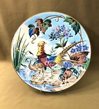 Large LONGWY Enamel Wall Dish Signed 37cm REEK STREAM by Paul MIGNON Faience