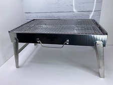 Portable Folding BBQ Charcoal Grill Stainless Steel Outdoor Camping 17” X 12”