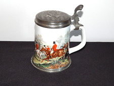 OLD PORCELAIN BEER MUG with HUNTING decoration