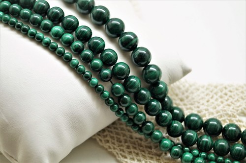 Perles malachite 10 mm - perles,