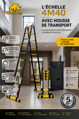 Escabeau télescopique en 1 - télescopique,